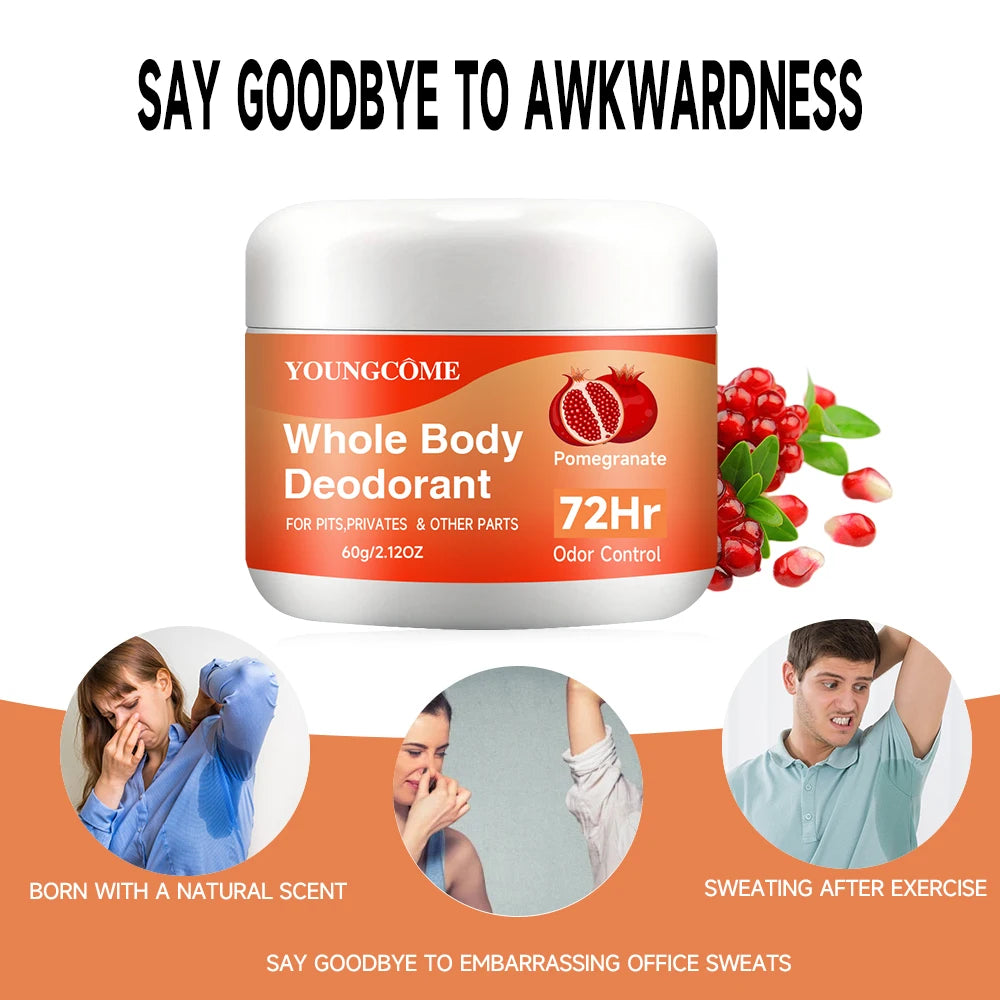 Whole Body Deodorant Stick 72 Hour Odor Control Long-Lasting Fragrance Armpit Odor Remove Sweat Refreshing Antiperspirant Stick