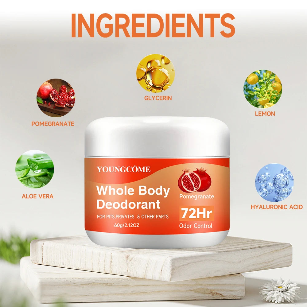Whole Body Deodorant Stick 72 Hour Odor Control Long-Lasting Fragrance Armpit Odor Remove Sweat Refreshing Antiperspirant Stick