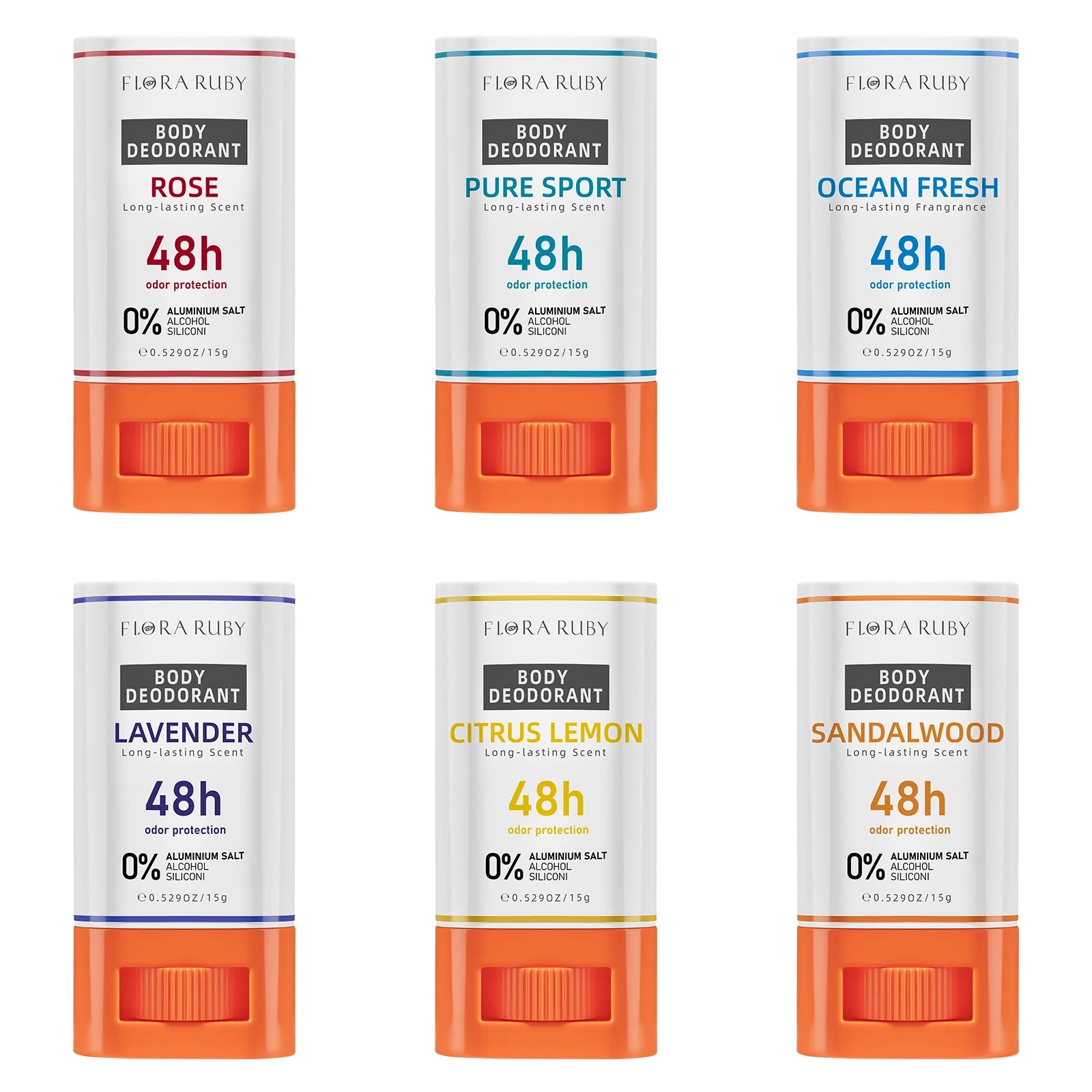 6Pcs/set Deodorant Women Men & Solid Perfume 48H Sweat Proof Deodorizing，Dry & Refreshing Sports Fragrances Scent Set