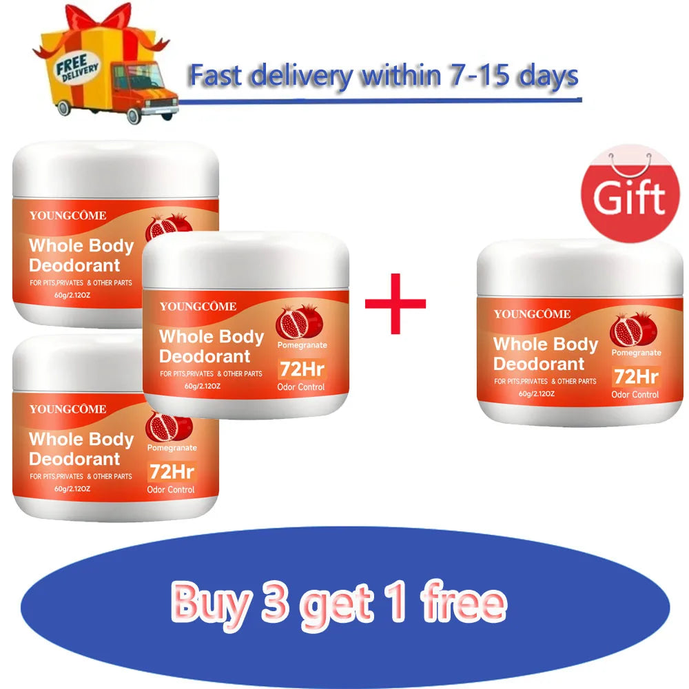 Whole Body Deodorant Stick 72 Hour Odor Control Long-Lasting Fragrance Armpit Odor Remove Sweat Refreshing Antiperspirant Stick